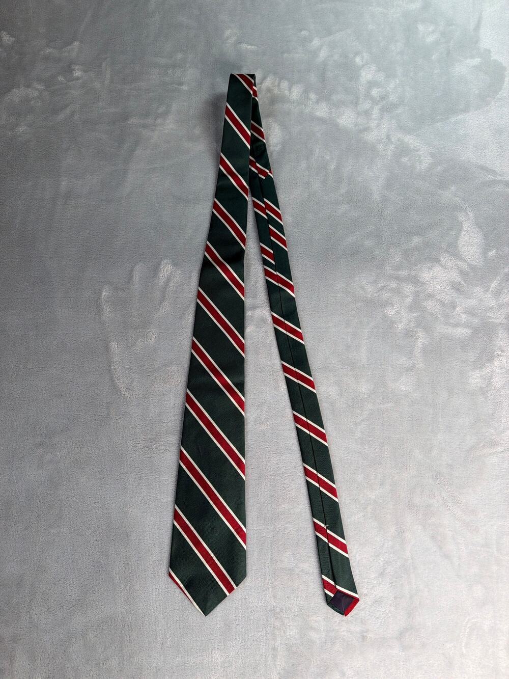 Vintage Chaps Ralph Lauren Silk Tie NWT Green Red White Regimental Striped 56"